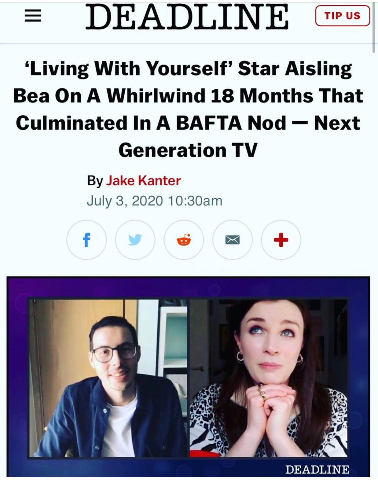 ‘Living With Yourself’ Star Aisling Bea On A Whirlwind 18 Months That Culminated In A BAFTA Nod — Next Generation TV  - July 3rd, 2020