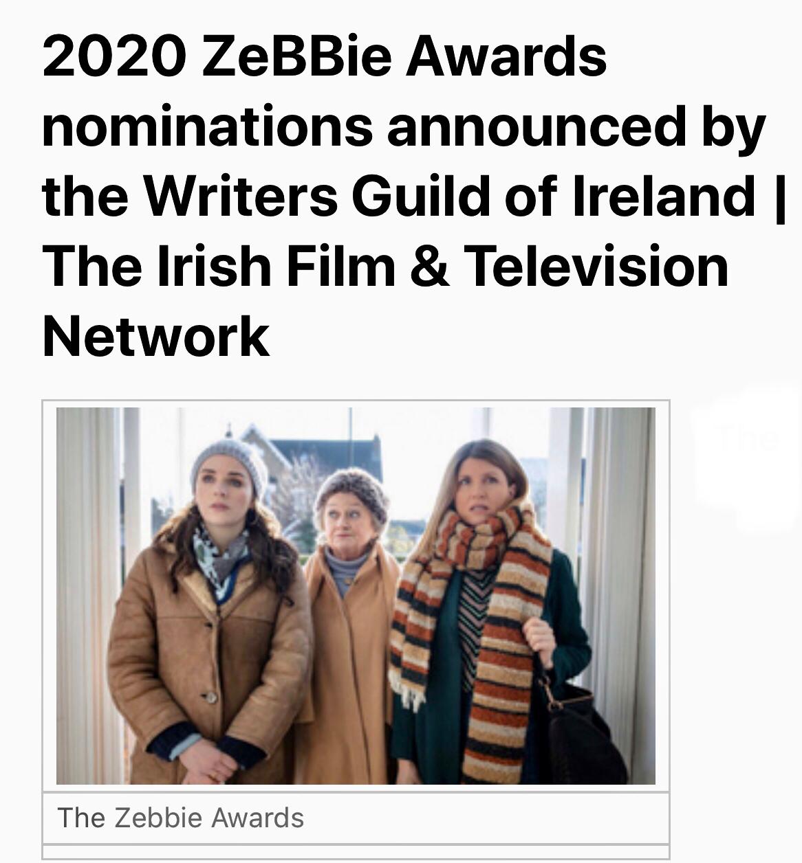 Writers Guild of Ireland Nomination for Best TV Script 2020  - October 7th, 2020